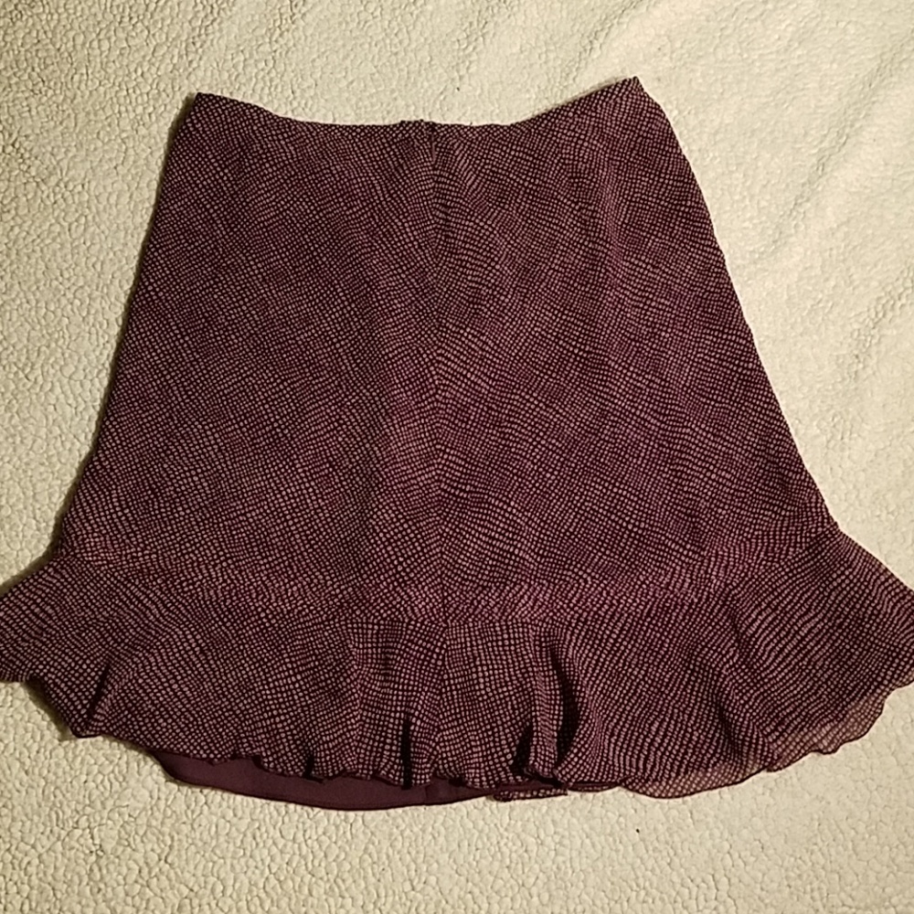 Ann Taylor Plum & Cream Ruffle Skirt Sz 10 - Picture 2 of 7